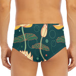 Vintage Lotus Pattern Print Men's Triangle Swim Briefs