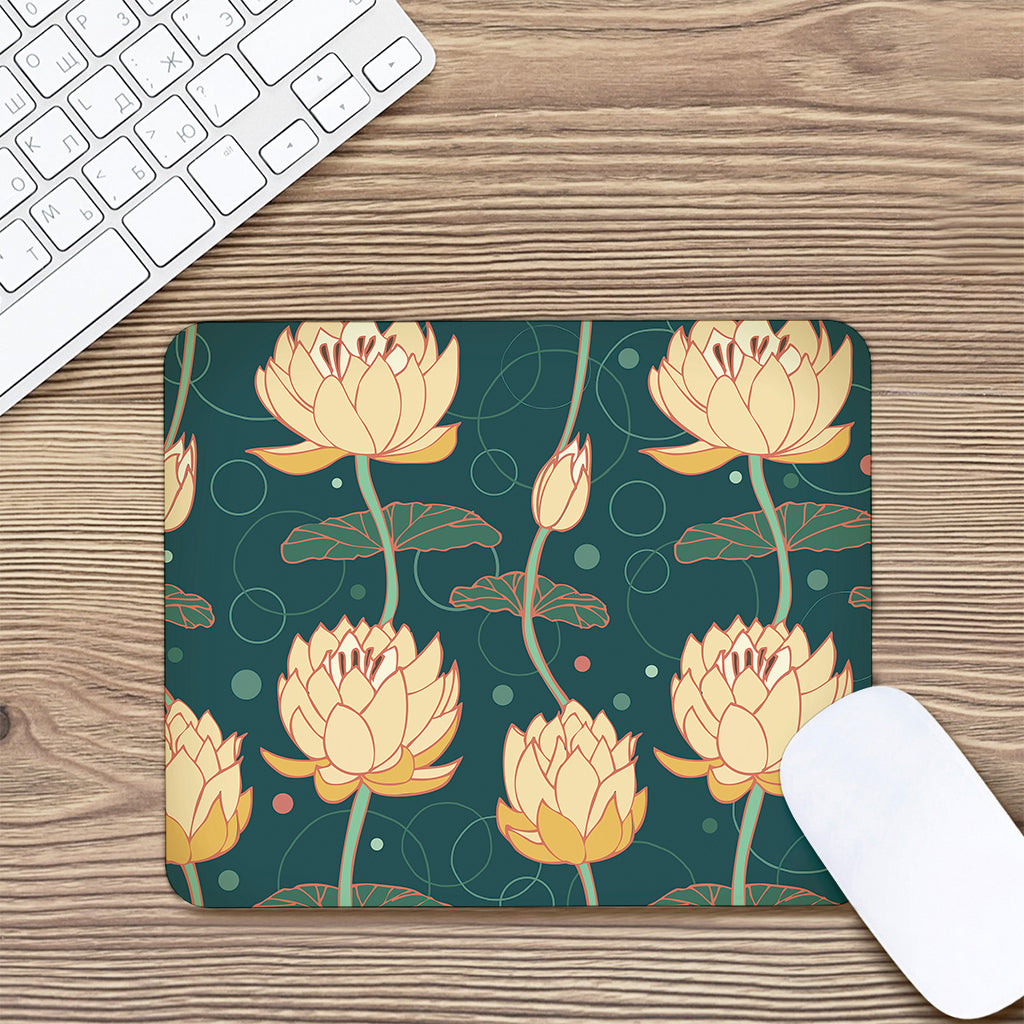 Vintage Lotus Pattern Print Mouse Pad