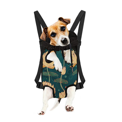 Vintage Lotus Pattern Print Pet Carrier Backpack