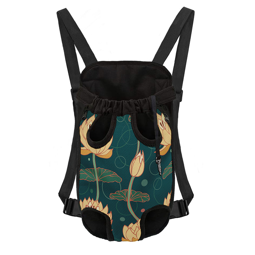 Vintage Lotus Pattern Print Pet Carrier Backpack