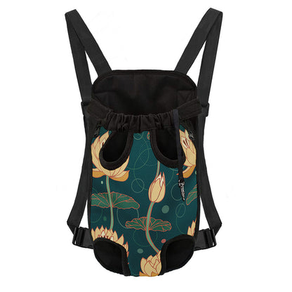 Vintage Lotus Pattern Print Pet Carrier Backpack