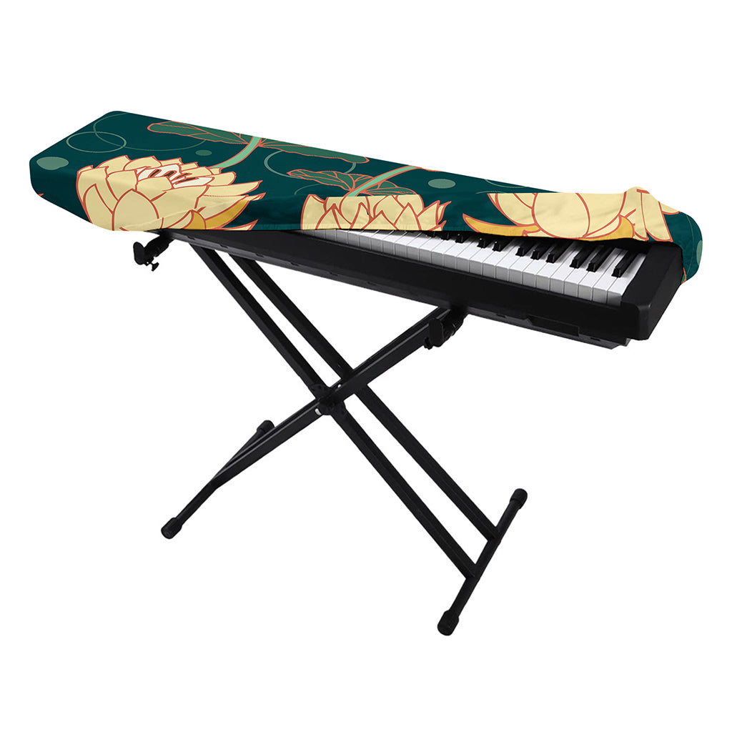 Vintage Lotus Pattern Print Piano Keyboard Cover