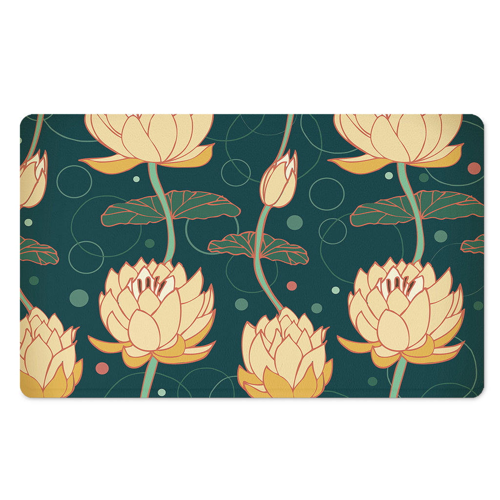 Vintage Lotus Pattern Print Polyester Doormat