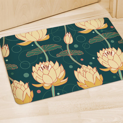 Vintage Lotus Pattern Print Polyester Doormat