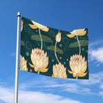 Vintage Lotus Pattern Print Polyester Flag