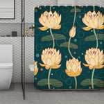 Vintage Lotus Pattern Print Polyester Shower Curtain