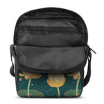 Vintage Lotus Pattern Print Rectangular Crossbody Bag
