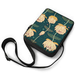 Vintage Lotus Pattern Print Rectangular Crossbody Bag