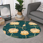 Vintage Lotus Pattern Print Round Rug