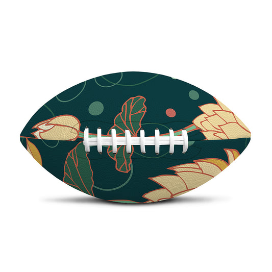 Vintage Lotus Pattern Print Rugby Ball