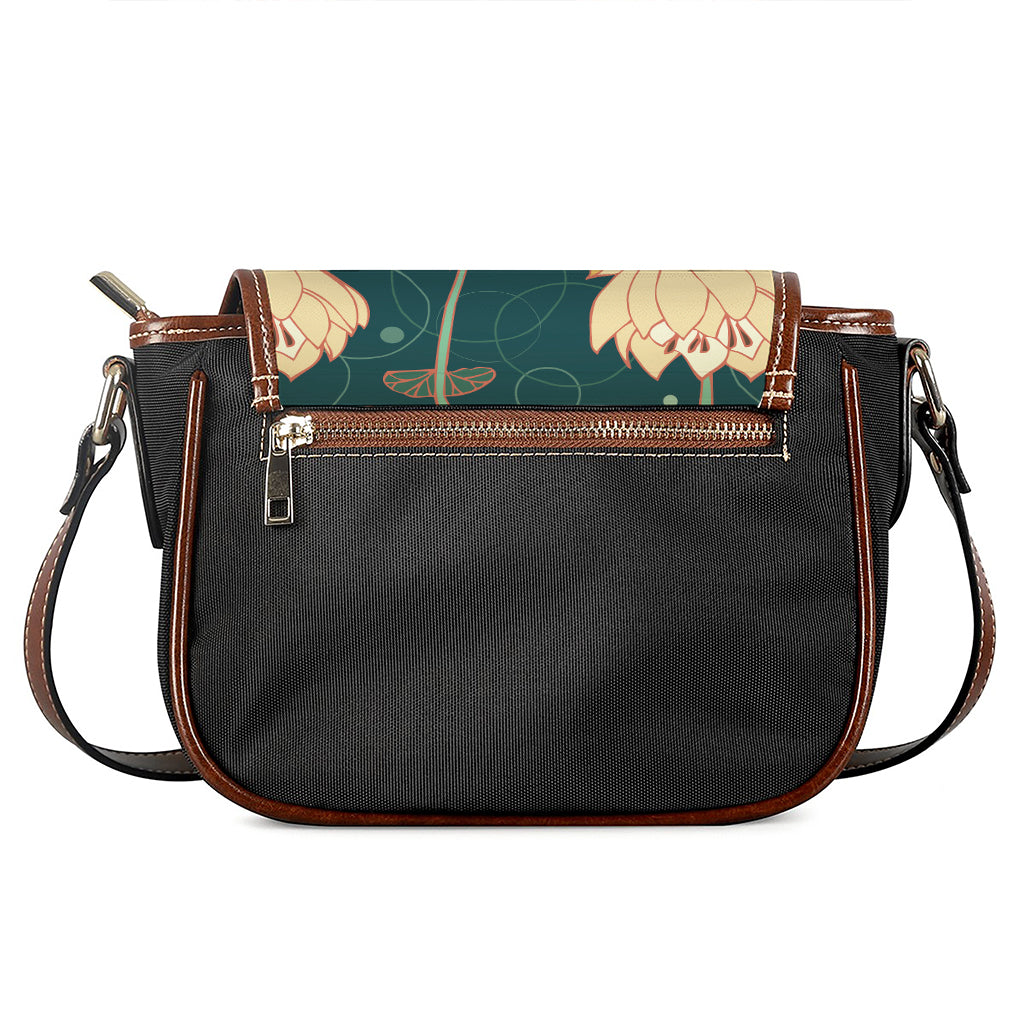 Vintage Lotus Pattern Print Saddle Bag