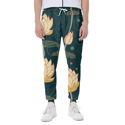 Vintage Lotus Pattern Print Scuba Joggers