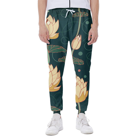 Vintage Lotus Pattern Print Scuba Joggers
