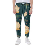 Vintage Lotus Pattern Print Scuba Joggers