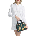 Vintage Lotus Pattern Print Shoulder Handbag