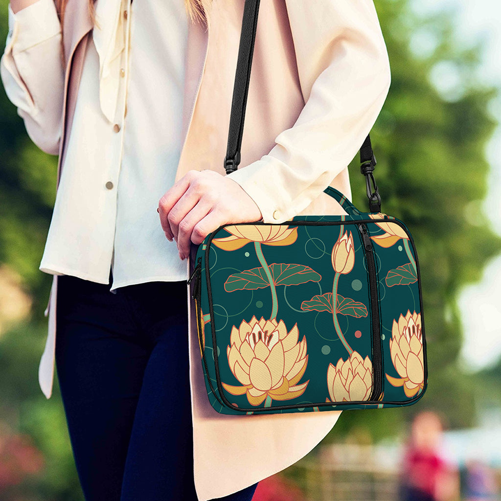 Vintage Lotus Pattern Print Shoulder Strap Bible Bag