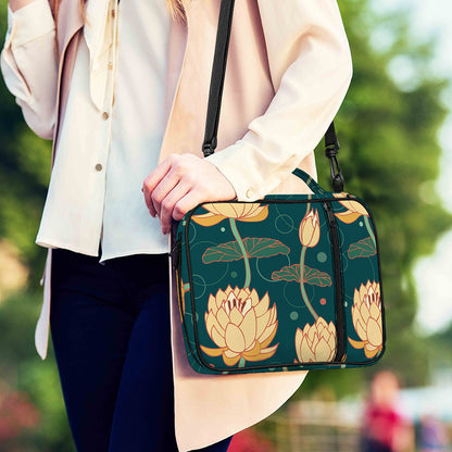 Vintage Lotus Pattern Print Shoulder Strap Bible Bag