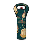 Vintage Lotus Pattern Print Single Neoprene Wine Tote