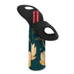Vintage Lotus Pattern Print Single Neoprene Wine Tote