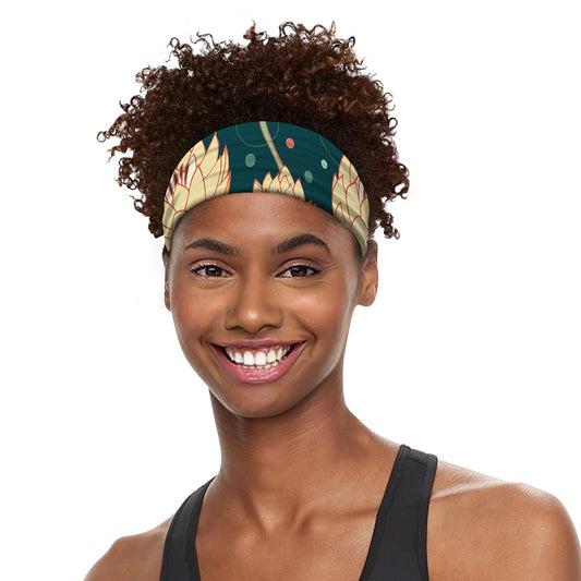 Vintage Lotus Pattern Print Sports Headband