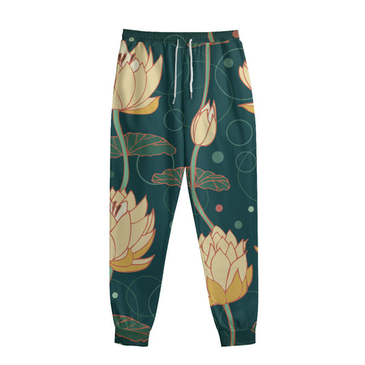 Vintage Lotus Pattern Print Sweatpants