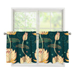Vintage Lotus Pattern Print Tier Curtains