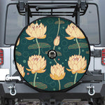 Vintage Lotus Pattern Print Tire Cover With Camera Hole
