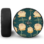 Vintage Lotus Pattern Print Tire Cover With Camera Hole