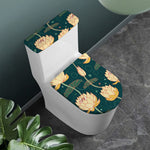 Vintage Lotus Pattern Print Toilet Lid And Tank Cover Set