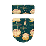Vintage Lotus Pattern Print Toilet Lid And Tank Cover Set