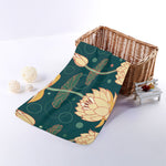 Vintage Lotus Pattern Print Towel