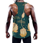 Vintage Lotus Pattern Print Training Tank Top