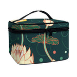 Vintage Lotus Pattern Print Travel Makeup Bag