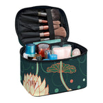 Vintage Lotus Pattern Print Travel Makeup Bag