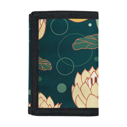 Vintage Lotus Pattern Print Trifold Wallet