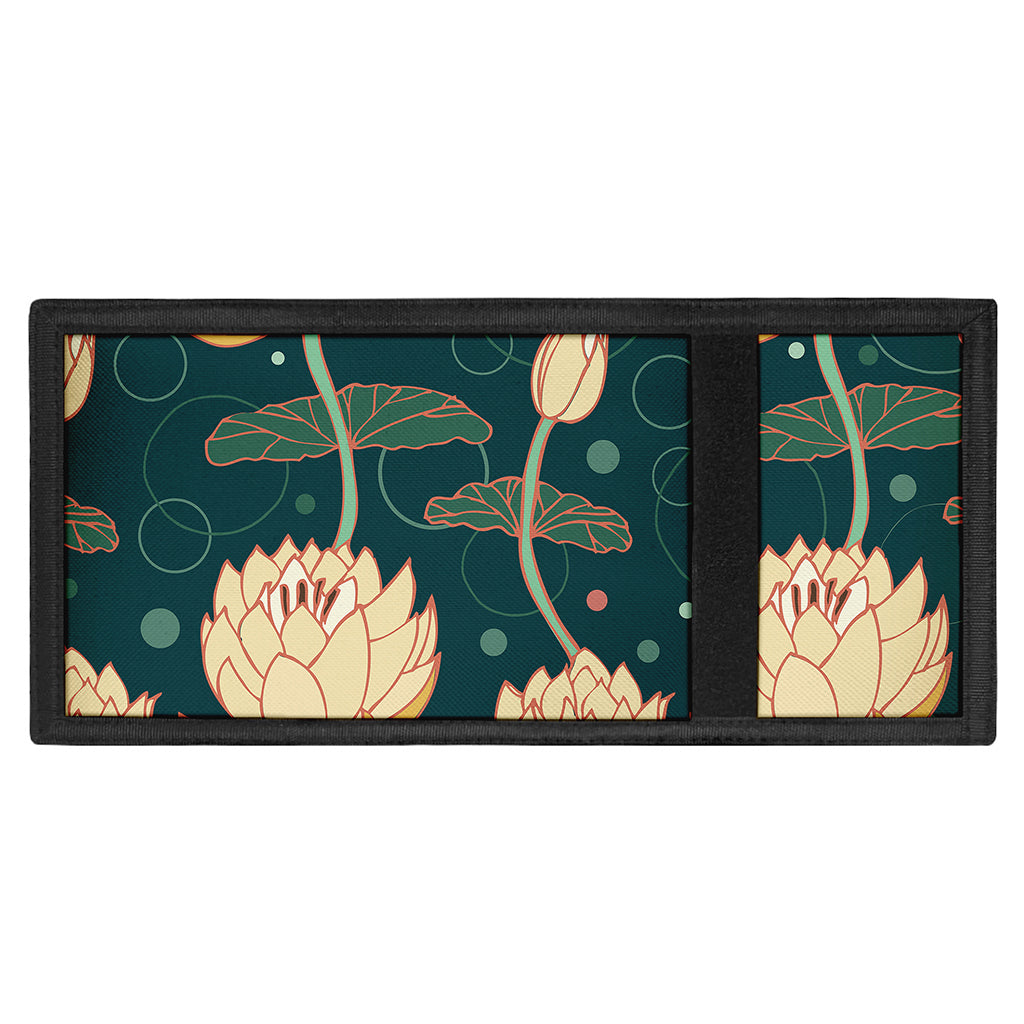 Vintage Lotus Pattern Print Trifold Wallet