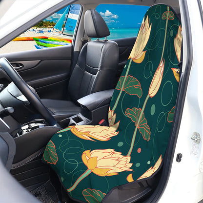 Vintage Lotus Pattern Print Waterproof Car Seat Cover