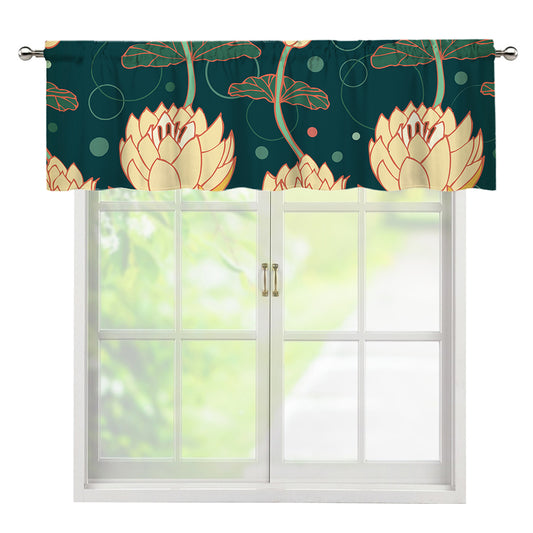 Vintage Lotus Pattern Print Window Valance