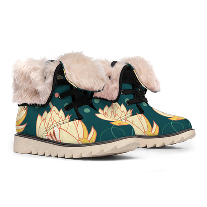 Vintage Lotus Pattern Print Winter Boots