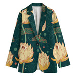 Vintage Lotus Pattern Print Women's Blazer