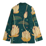 Vintage Lotus Pattern Print Women's Blazer