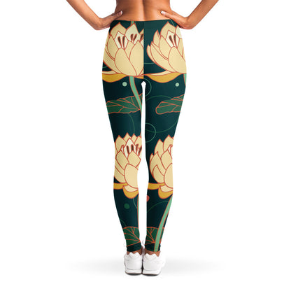 Vintage Lotus Pattern Print Women's Leggings