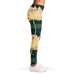 Vintage Lotus Pattern Print Women's Leggings