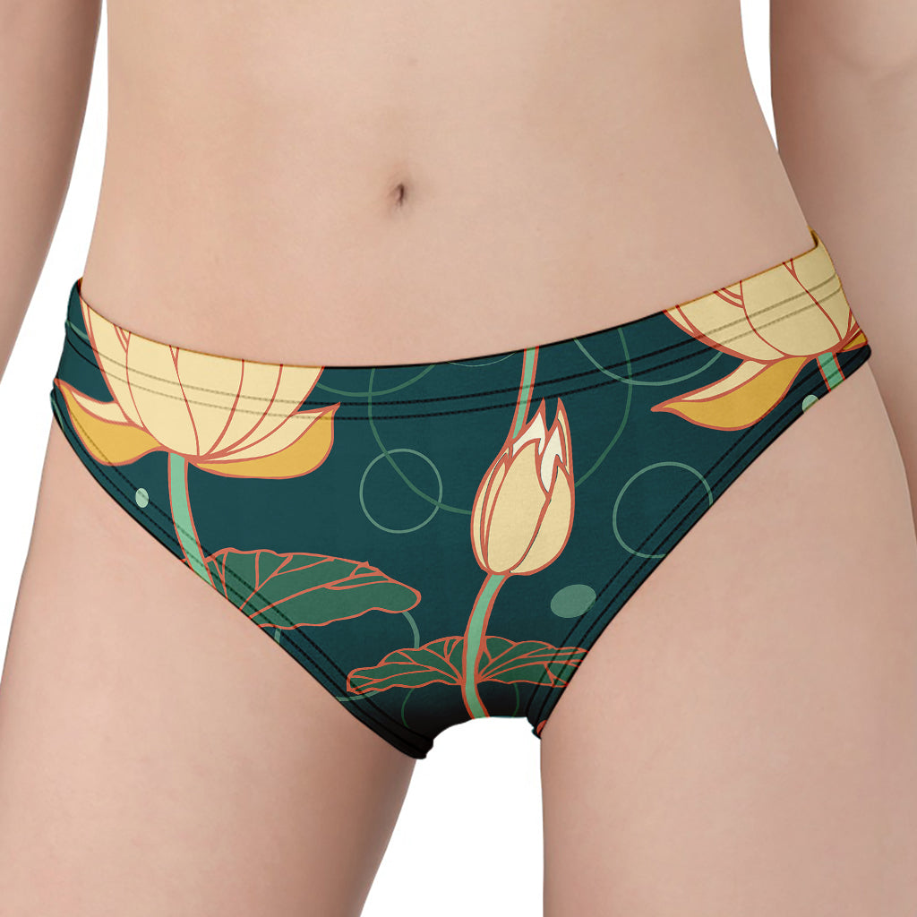 Vintage Lotus Pattern Print Women's Panties