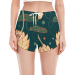 Vintage Lotus Pattern Print Women's Split Running Shorts