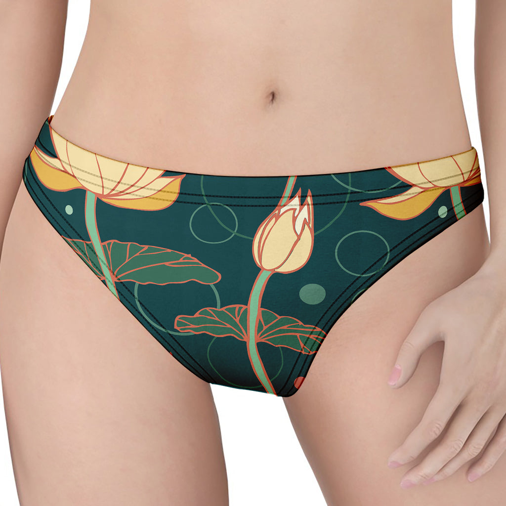 Vintage Lotus Pattern Print Women's Thong