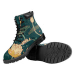 Vintage Lotus Pattern Print Work Boots