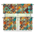 Vintage Mandala Bohemian Pattern Print 3 Piece Kitchen Curtains