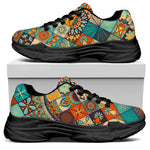 Vintage Mandala Bohemian Pattern Print Black Chunky Shoes