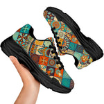 Vintage Mandala Bohemian Pattern Print Black Chunky Shoes